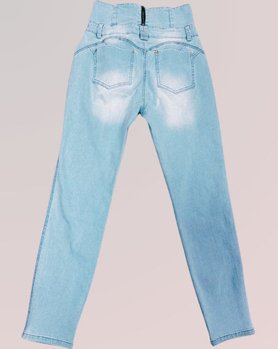 Skinny jeans met hoge taille en ritssluiting