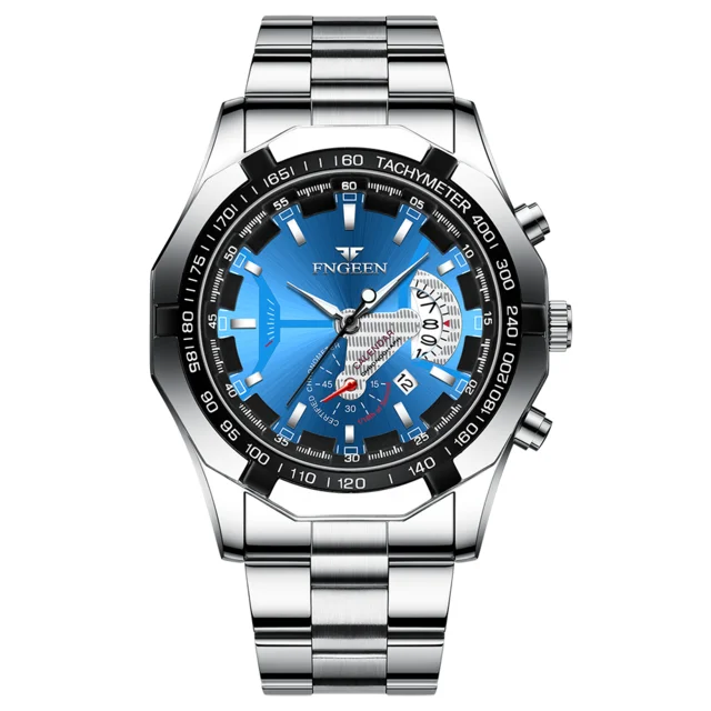 OceanGuard Elite: Saffier & Roestvrij Staal Herenhorloge