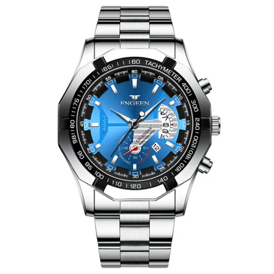 OceanGuard Elite: Saffier & Roestvrij Staal Herenhorloge