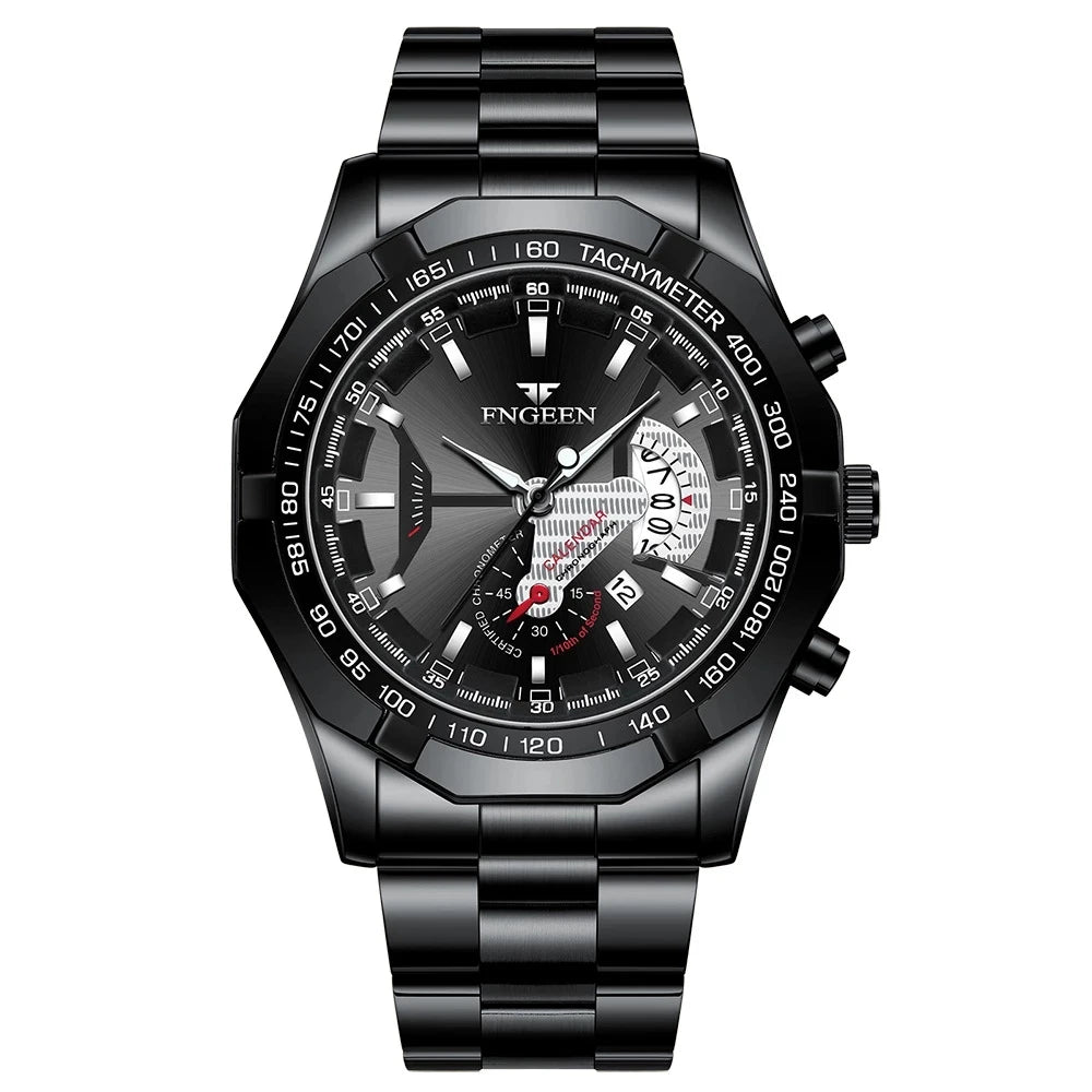 OceanGuard Elite: Saffier & Roestvrij Staal Herenhorloge