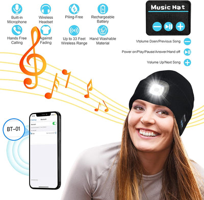 Bluetooth smart muts met verlichting en headphone