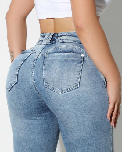 High-Waisted Gescheurde Skinny Jeans