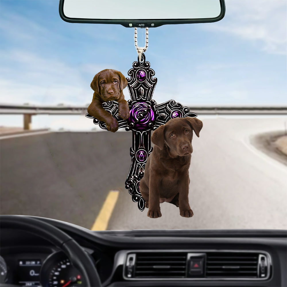 Chocolate Labrador Pray For God autohanger