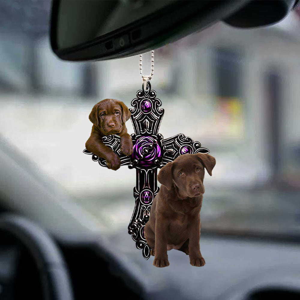 Chocolate Labrador Pray For God autohanger